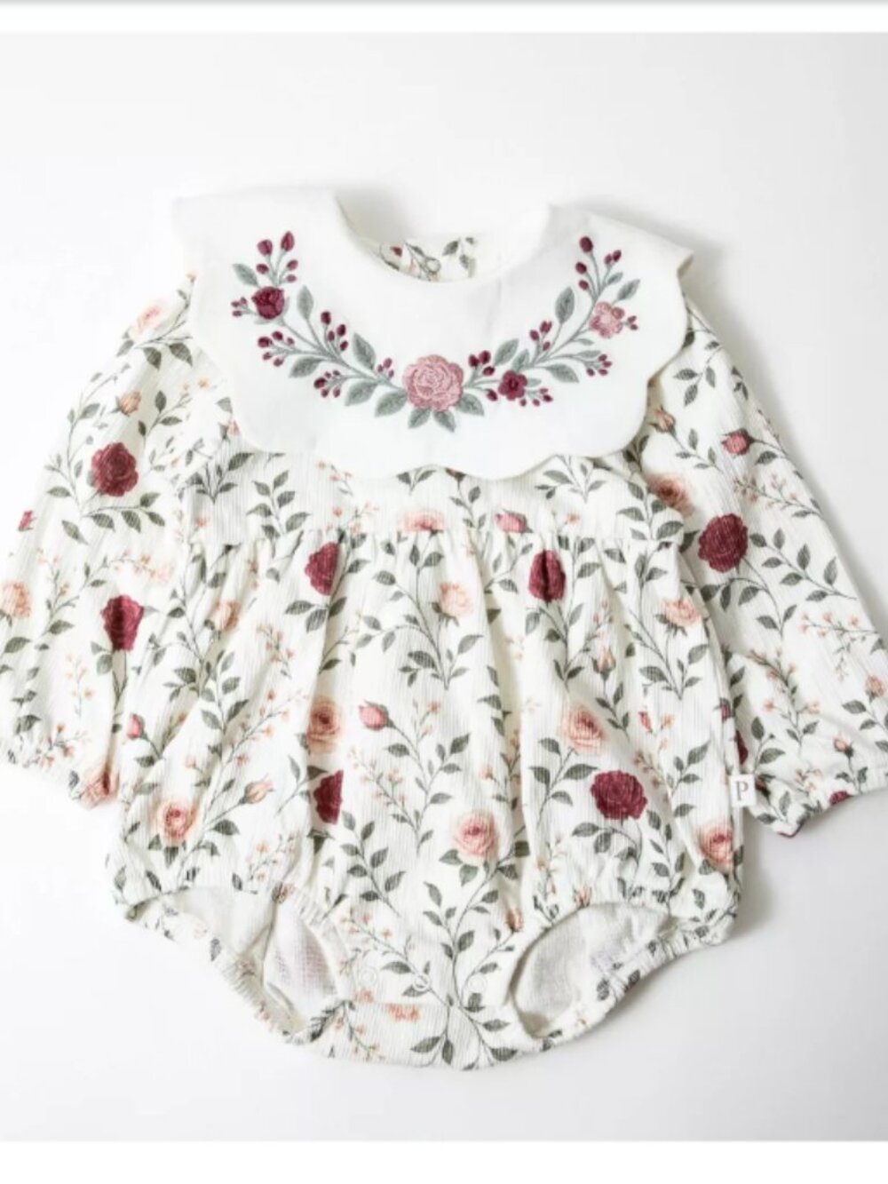 Picolette by Olivia Culpo Baby Girls' Floral bib Long Sleeve Romper